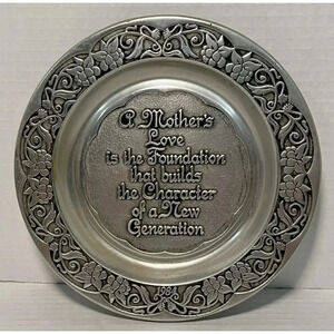 Wilton RWP Pewter Mothers Day Plate 1984‎ Mother’s Love 7.75 Inch Vintage